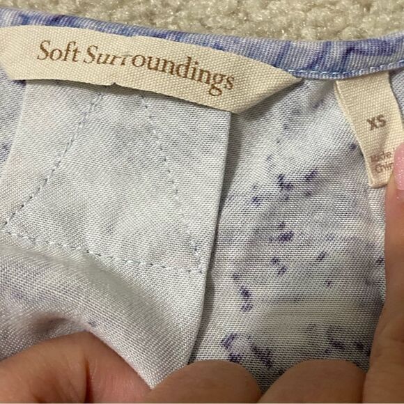 Soft Surroundings Sardinia Floral Blue Tencel Top - Picture 4 of 7